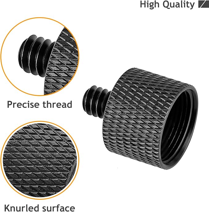 5/8 to 1/4 Adapter, Mic Thread Adapter 5/8" Female to 1/4" Male for Mic Stand, Camera Monitor, Tripod, Microphone Holder 2 Pack