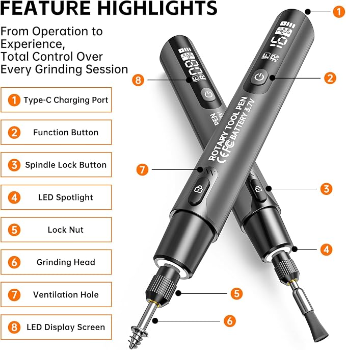 Portable Cordless Engraving Pen for Artists & DIYers Beginner Friendly 6-Speed Adjustable Rechargeable Engraving Pen Tool for Bead, Metal, Wood, Glass and Plastic(Gray)