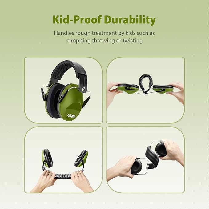 Noise Cancelling Ear Muffs: SNR27.4 Noise Cancelling Headphones for Autism with Adjustable Headband - Hearing Protection Ear Muffs for Kids Autism Sensory Monster Truck Demo Derby Mowing
