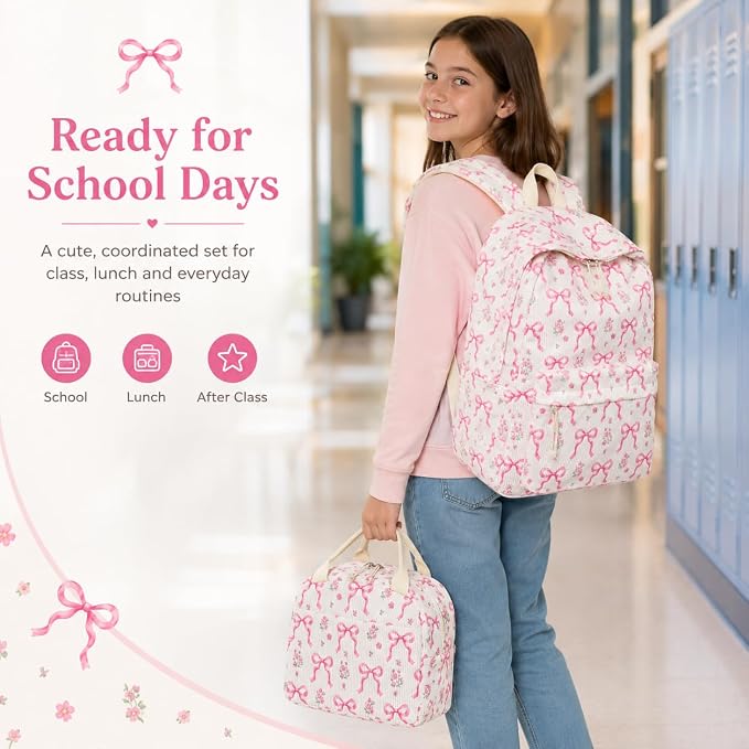BTOOP School Backpacks for Teen Girls Bookbags Lightweight Kids Backpack School Bags Set with Lunch Box Pencil Case