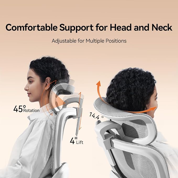 SIHOO B100 Office Chair, Comfy Ergonomic Office Chair, High Back Computer Chair with Adaptive Lumbar Support & Wide Headrest, Flip-up Armrests, Swivel Desk Chair, 2 Packs, Grey