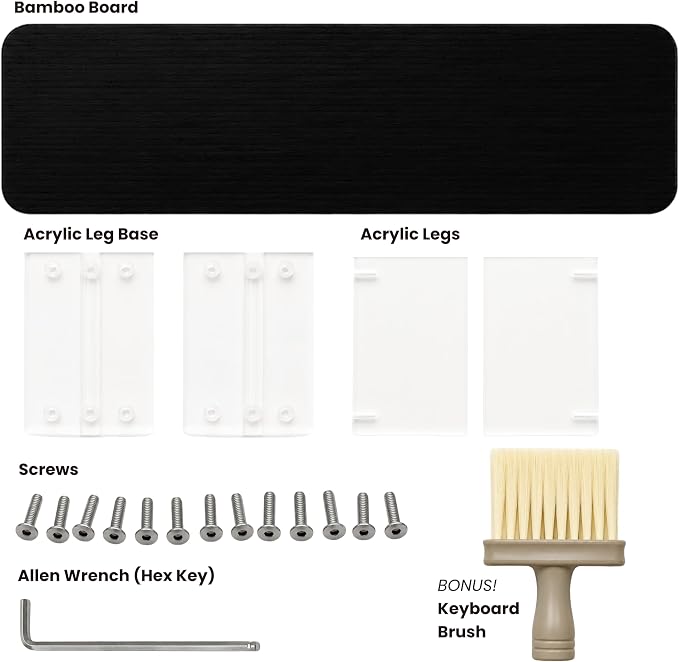 Bamboo Monitor Riser, Wide Desktop Monitor Stand for Desk with Clear Acrylic Legs, 31.5 x 8 inch Bamboo Wood Shelf, Fit Keyboard, Home Office Workspace Accessories,Study Stationaries Storage (Black)