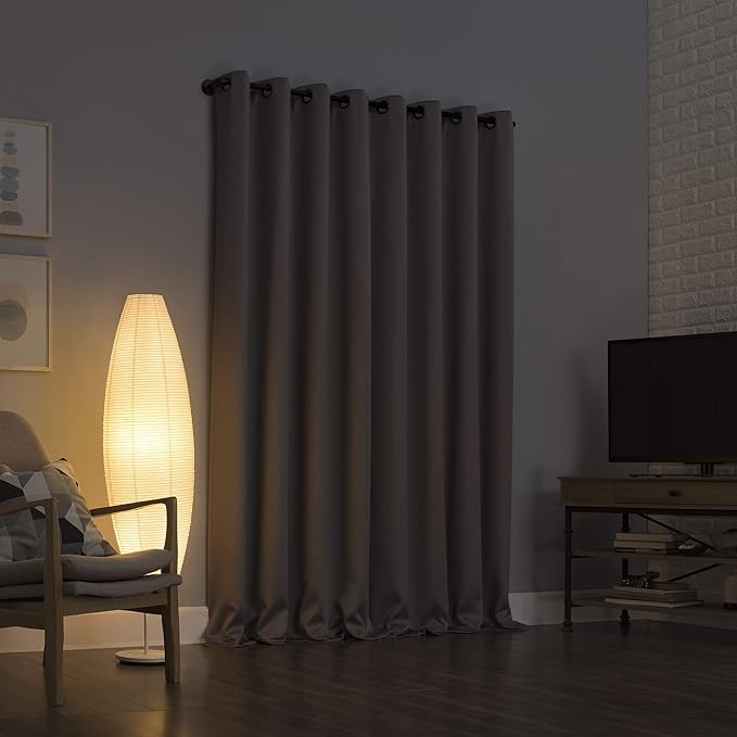 Sun Zero Nordic 2-pack Theater Grade Extreme 100% Blackout Grommet Curtain Panel Pair, 52" x 63", Silver