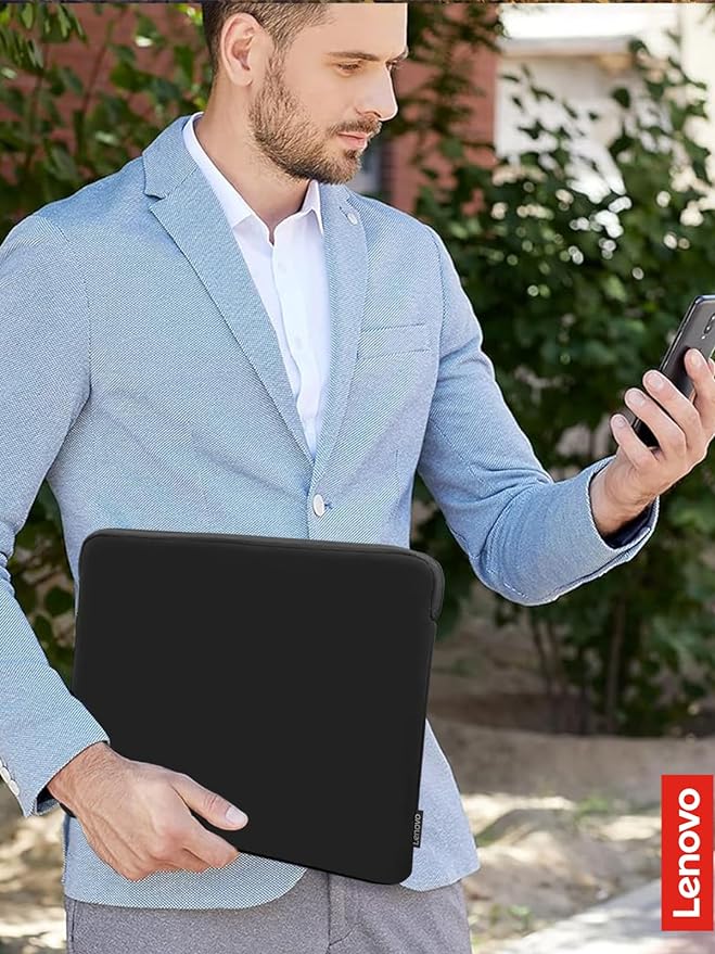 Lenovo Basic Laptop Sleeve 15.6 Inch Notebook/Tablet Compatible with MacBook Air/Pro Neoprene Material - Soft Fleece Lining - Zippered Top Opening - Black