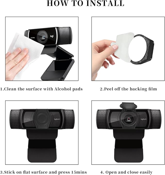 3 Pack Knomix Universal Webcam Cover Desktop Computer External Webcam Lens Cover Shutter Cap Hood, Streaming Web Camera Privacy Cover Clip for Logitech HD Pro Webcam C270/C615/C920/C930e/C922X etc.