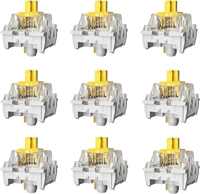 Zhouwang Yellow Keyboard Switches,3-Pin Pre-Lubed Linear Switches for MX Mechanical Gaming Keyboard(Yellow,90PCS)