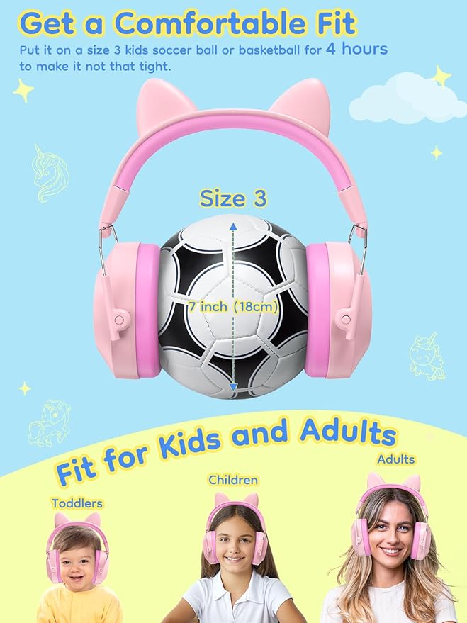 Ear Muffs for Noise Reduction: 32dB SNR Noise Cancelling Headphones for Kids Autism Sensory, Adjustable Kids Ear Hearing Protection for Autism Sensory, Fireworks, Concert w/Fun Stickers