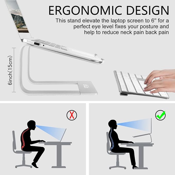 Urmust Laptop Stand for Desk - Ergonomic Computer Stand Riser Holder for MacBook Air Pro, Dell, HP, Lenovo, Samsung, Alienware Laptops 11-15.6" (Black, Up to 15.6" Laptop)