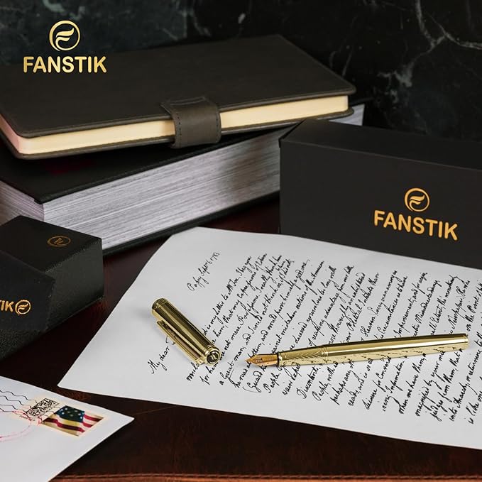 Gold Luxury fountain pen, fancy gift set for women, Real 24K Gold Plating, Professional executive pen gift set for men (Lux fountain Gld)
