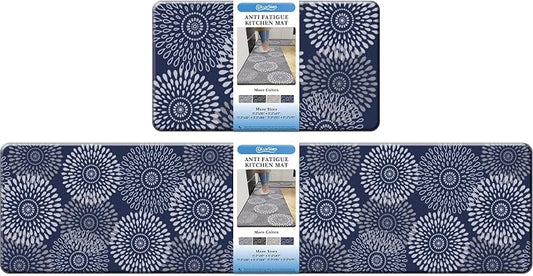 LuxStep Kitchen Mat Cushioned Rugs Anti-Fatigue Mats for Kitchen Floor,Waterproof Non-Slip Mats and Rugs Set for Office,Floor,Laundry 17.3"×30"+17.3"×70",Blue