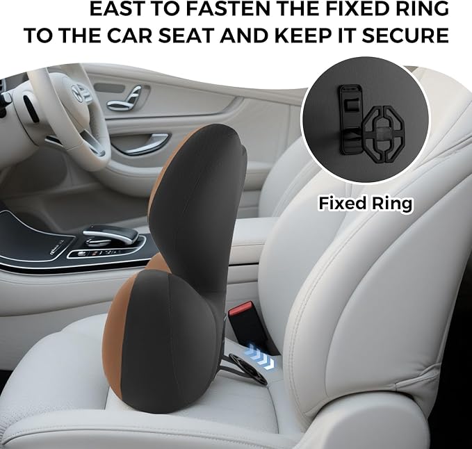 BEBAS Lumbar Support Pillow for Car, Ergonomic Memory Foam Back Cushion for Driving, Lower Back Support for Pain Relief, Lumbar Cushion for Car Seats, Office Chairs, Wheelchairs - Coffee