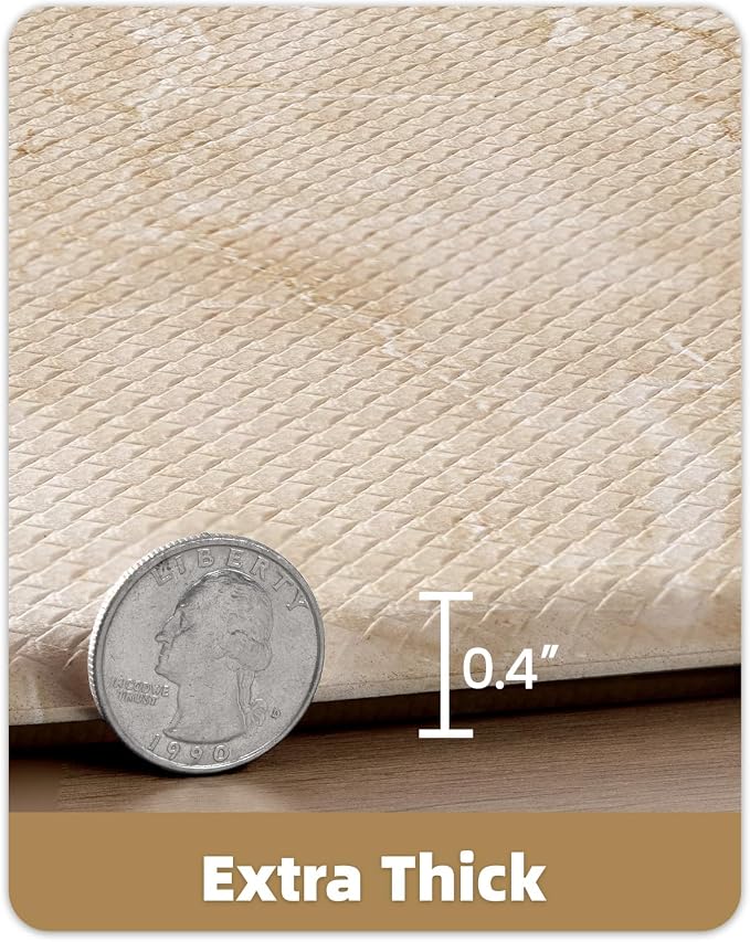 Color&Geometry Kitchen Mats for Floor 24x87 Cream/Beige Marble Design | Non Slip Kitchen Runner, Easy Clean, Oil/Water Proof, 0.4in Thick Antifatigue Standing Mat For Laundry/Office, Home Decor