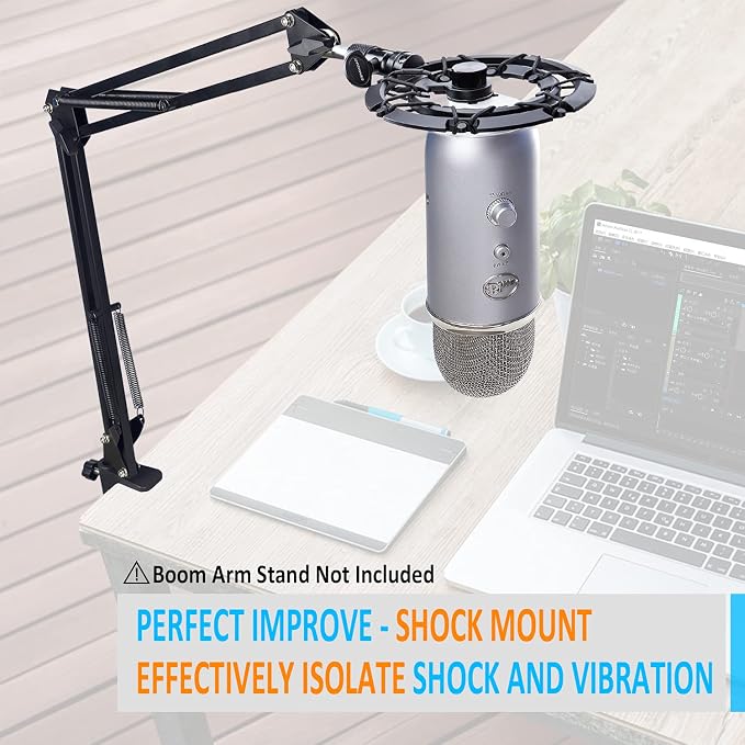Youshares Blue Yeti Shock Mount with Foam Windscreen, Alloy Shockmount Reduces Vibration, Compatible for Yeti Microphones
