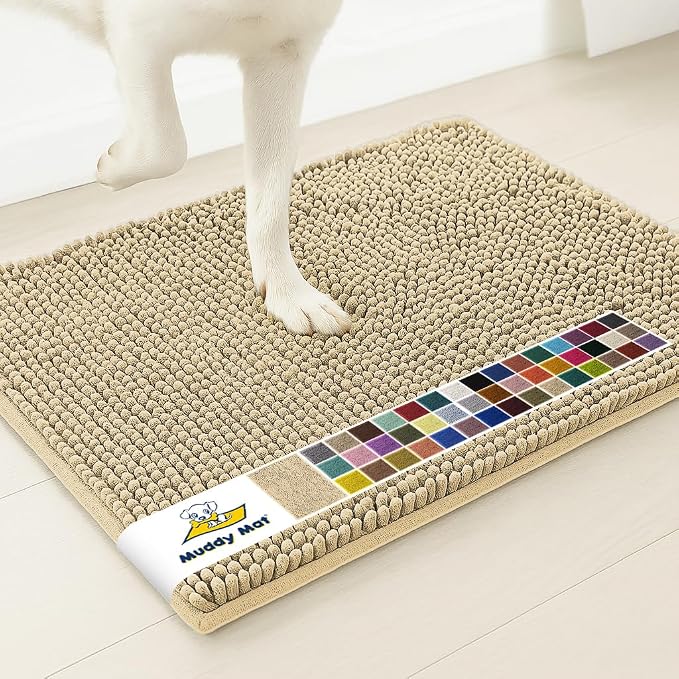 Muddy Mat® | Super Absorbent Door Mat Indoor, Microfiber Quick Dry Chenille Entryway Rug, Non-Slip Front Door Mat, Indoor Mats for Entryway, Machine Washable Pet Rug, Sand 19" x 30"