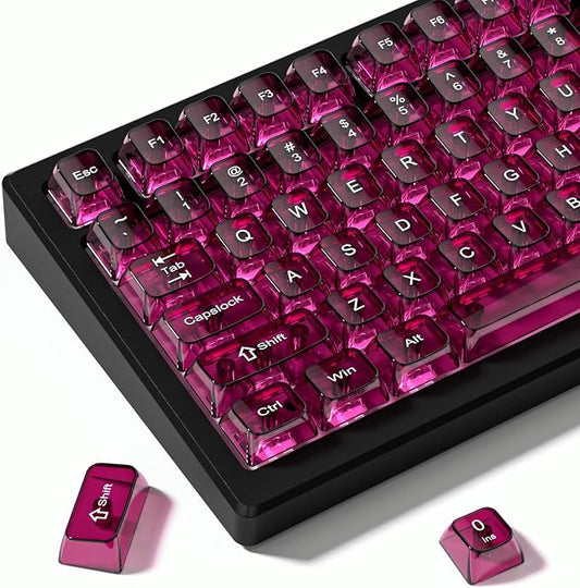 dagaladoo Clear keycaps,Transparent Keyboard keycaps,Jelly Key caps Set,Shine Through keycap，MDA Profile Keyboard caps for Mx Switches Mechanical Keyboard(Fuchsia)