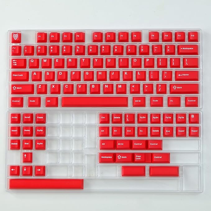 Sumgsn 114 Keys Red Keycaps Cherry Profile Translucent Keycaps Set Fit for 60% 65% 75% Cherry Mx Switches Mechanical Keyboard