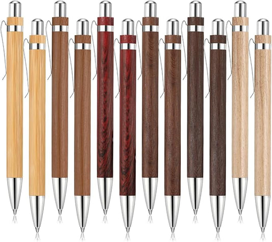 12 Pcs Bamboo Pens Employee Appreciation Gifts Engraving Wooden Ballpoint Pens Must Have for Writing Office Staff Coworkers(Elegant Color)