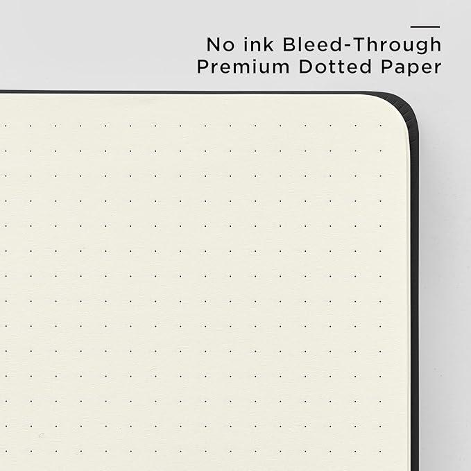 &And Per Se 10-Pack Dotted Notebooks, A5 Hardcover Dotted Journal Set, 160 Pages, 100gsm Paper, Office Supply Bulk Order, Corporate Workshop Materials – 3 Sticker Sheets Each (Black)