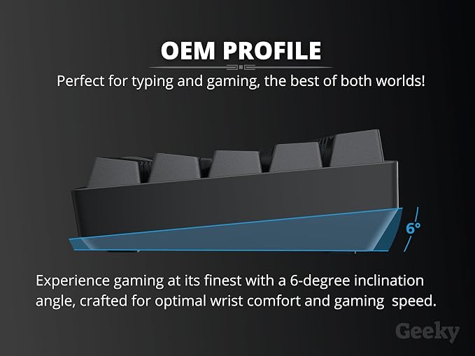 Geeky GK65 SE 65% | Mechanical Gaming Keyboard | 68 Keys Multi Color RGB LED Backlit for PC/Mac Gamer | ANSI US American Layout (Black, Mechanical Speed Silver)