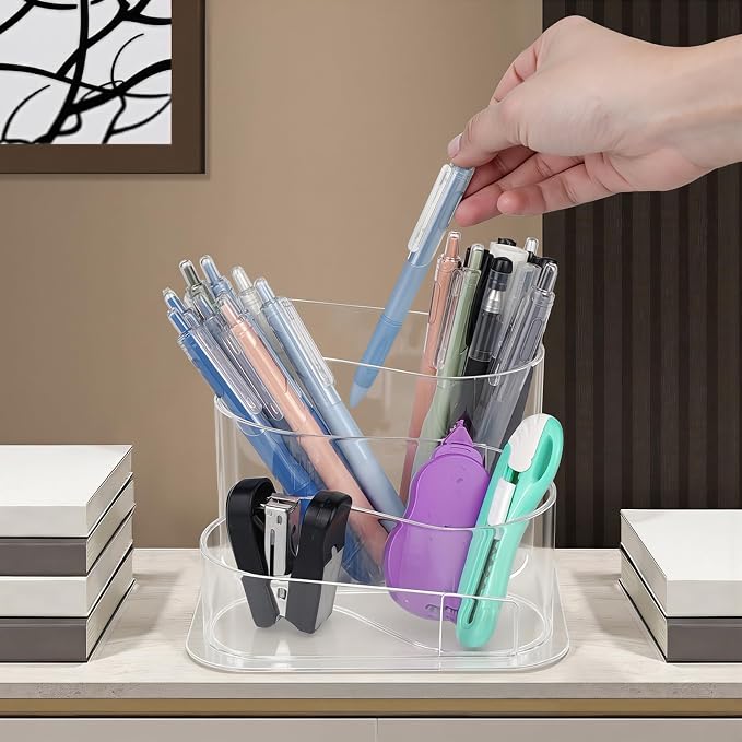 Pencil Holder, Aesthetic Desk Pen & Makeup Brush Organizer, Decorative Desk Organizer Storage for Home, School, Office