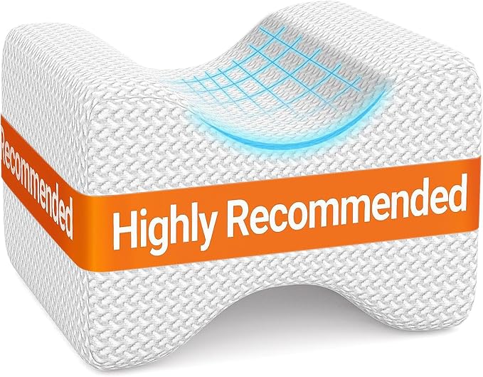 BlissTrends Memory Foam Knee Pillow, Knee Pillow for Side Sleepers, Leg Pillows for Sleeping Blood Circulation, Elevation Pillow for Spine Aligning, Sciatica, Hip, Knee, Ankle Pain, White, X-Large