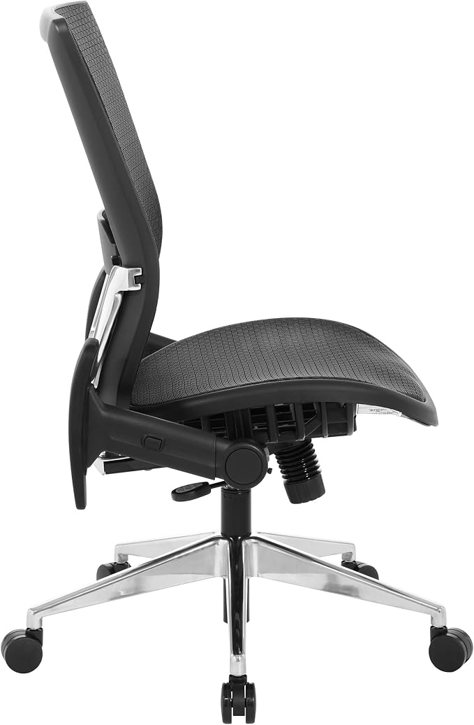 Space Seating 867A Series Adjustable Manager's Office Chair with Breathable Matrix Back and Padded Flip Arms, Black