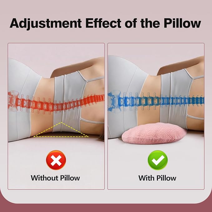 COMFYTHERA Lumbar Support Pillow for Sleeping Memory Foam Lumbar Support Cushion for Lower Back Pain Relief, Back Support Bed Pillow Waist Support (Pink, Large)