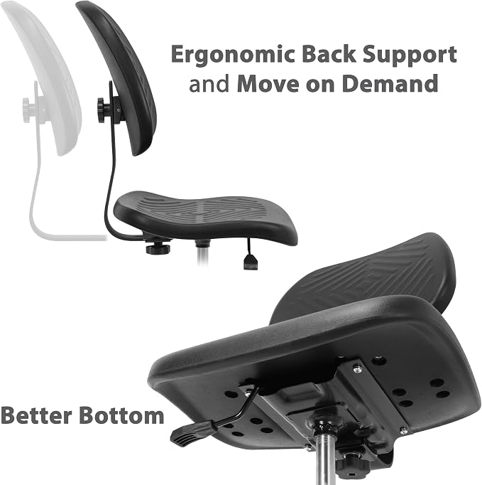 BenchPro High Back Deluxe Polyurethane Chair with 18” Adjustable Footring and Heavy Nylon Base, 21.5"-31.5" Height Adjustment, 450 lbs Capacity