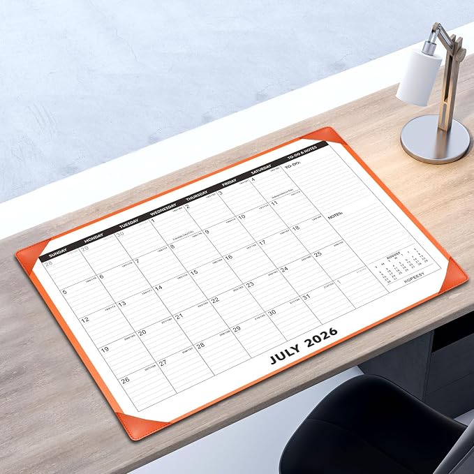 Large Desk Calendar 2026-2027 with Desktop Mat, KOPEESY 22" x 17" Desktop Calendar, 18 Mouths From July 2026 to December 2027, Office Supplies Desk Blotter Calendar for Home School and Office
