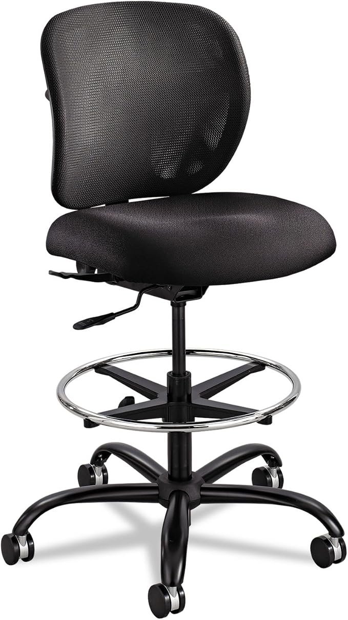 Safco Vue Office Chair, Heavy Duty Stool, 400 lbs Capacity, Ergonomic Mesh Back, 360 Swivel Seat, 5-Star Base, Big and Tall, Black