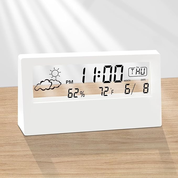 Clear Display Clock – Creative Bedside Digital Alarm Clock, Multifunctional Time Monitor | Transparent Tabletop Clock with Screen, Temperature and Humidity Display for Home and Desk Decor