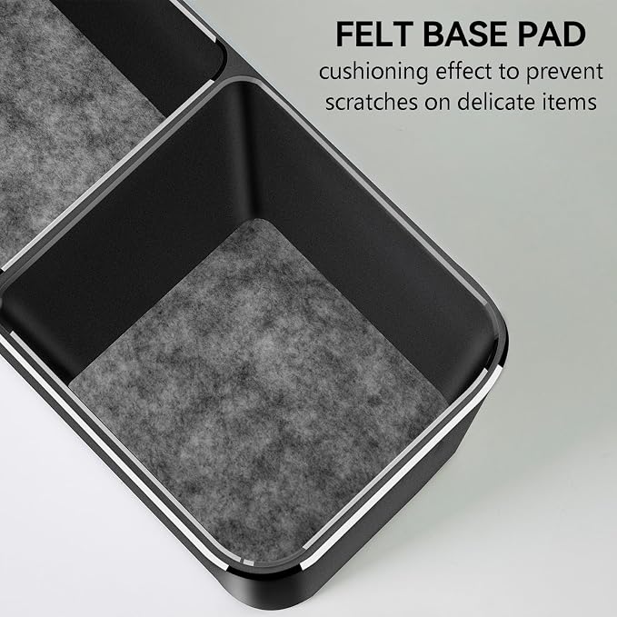 Pen Holder for Desk, Dual-Slot Pencil Cup Metal Pen Organizer for Office | Aluminum Alloy Body, Minimalist Design, Non-Slip Silicone Base, Protective Felt Base Pad