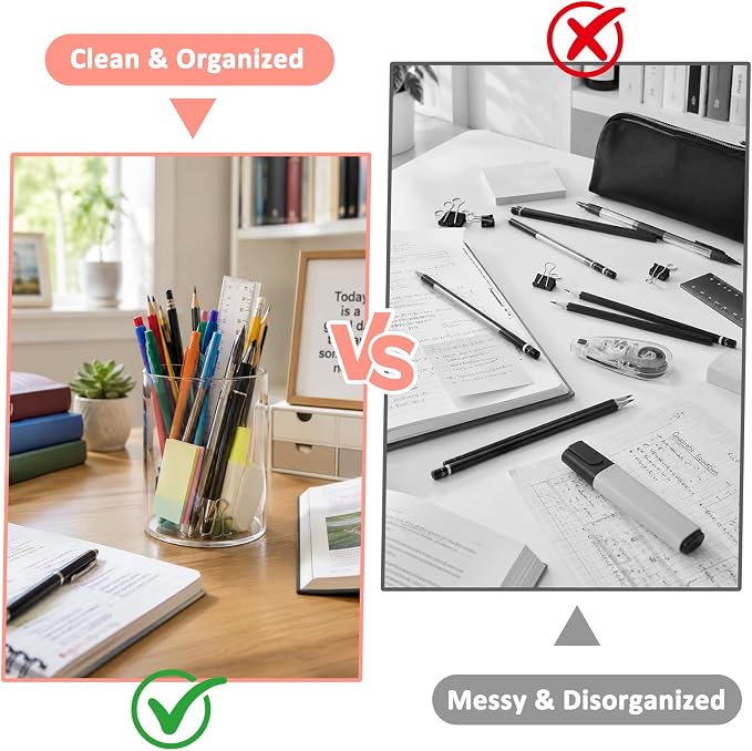 Mototo 12PCS Clear Acrylic Pen Holder Pencil Cup Office Desk Organizer Case | Toothbrush Utensil Holder Marker Makeup Brush Organizer Pencil Box Coffee Stirrers Storage Container for Classroom Counter