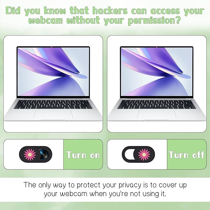 Cute Thin 0.7mm Flower Laptop Camera Cover Slide, 3 PCS Computer Camera Cover Slide, Protect Your Visual Privacy, Webcam Cover-Slide Phone Cameras Covers Blocker for Phone Computer Desktop Tablet
