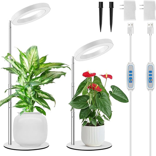 Kullsinss Grow Lights for Indoor Plants, 80 LEDs Full Spectrum Plant Lights for Indoor Growing with 2 Mounting Options, 6/12/16H Timer, 3 Spectrum Modes, 9.8"-37" Height Adjustable Grow Lamp, 2 Pack