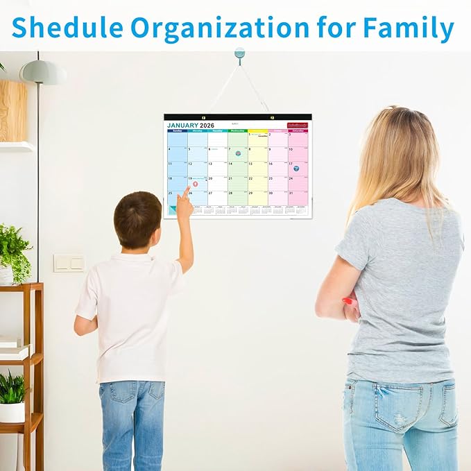 Desk Calendar 2026 with Stickers 18 Months Calendar Runs from January 2026 to June 2027 Large 17 x 12 inch Desktop or Wall Monthly Calendar Planner for Schedule Organization, Colorful