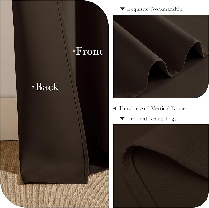 PONY DANCE Extra Long Blackout Curtains 120 inches Long for Bedroom, 10 FT Rod Pocket Back Tab Room Darkening Floor to Ceiling Drapes for Living Room Windows, W 52 x L 120 inch, Brown, 2 Panels