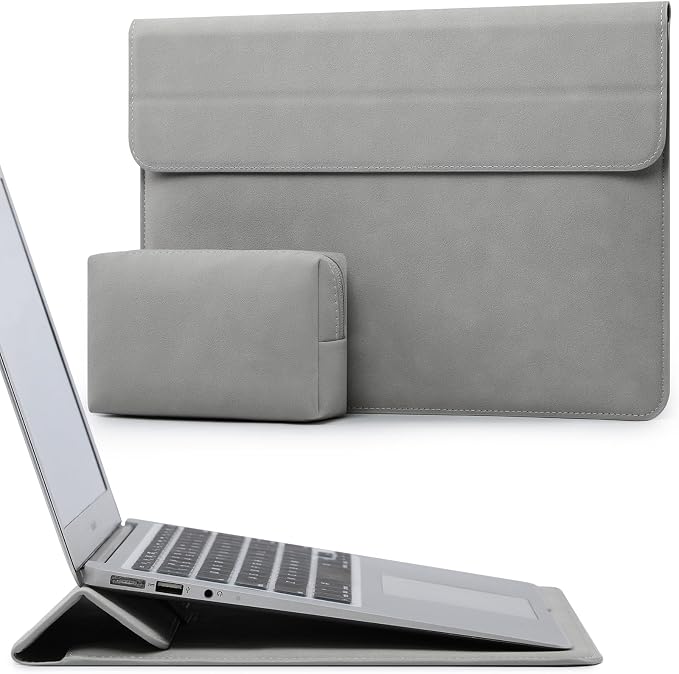 HYZUO 13.3-14 Inch Laptop Sleeve Case with Stand Feature for MacBook Pro 14 M5/M4/M3/M2/M1 2026-2021, MacBook Pro/Air 13.3, 13.5" 13.8" Surface Laptop, HP Spectre X360 13/14, Light Gray