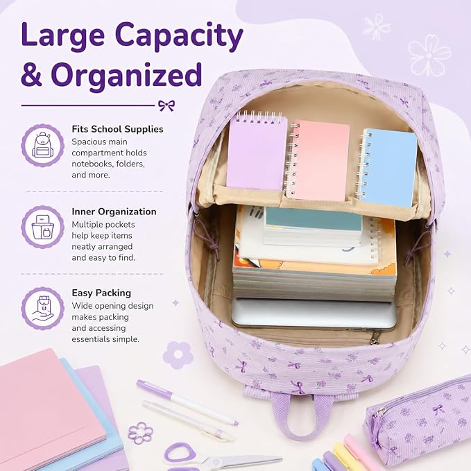 BTOOP School Backpacks for Teen Girls Bookbags Lightweight Kids Backpack School Bags Set with Lunch Box Pencil Case