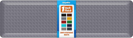 StepRite 1” Thick Kitchen Mats for Floor, Anti Fatigue Kitchen Rugs, Non-Slip,Heavy Duty Water Resistant Kitchen Rug, Standing Desk Mat for Friends, Family, Home, Kitchen, Office (72" x 20", Grey)
