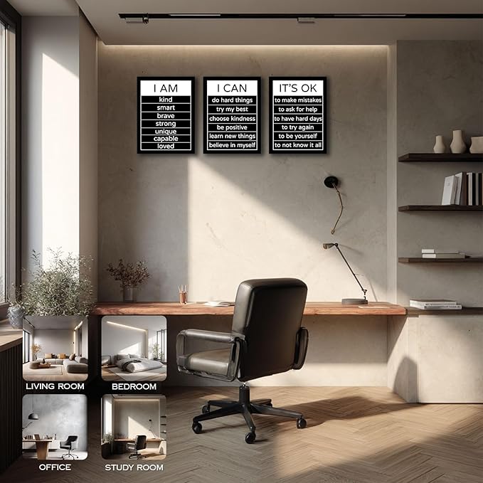 Halioyo Motivational Wall Art Decor Inspirational Canvas Wall Art Positive Affirmation Quotes Poster Decor for Bedroom Living Room Classroom Dorm Office, 24x36inchx3pcs