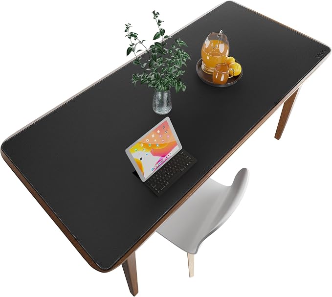 Vyaaa 70.8"x31.5" PU Leather Large Desk Mat (Black) - XXL Extended Mouse pad, Office Desk Protector, Non-Slip Computer Desk pad for Office, Gaming, Home