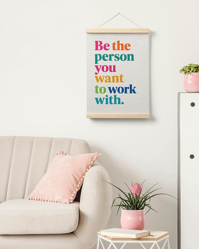 FGFK Inspirational Office Wall Art Poster Hanger Frame, Be the Person You Want to Work with Motivational Canvas Prints Framed Wall Decor for Home Office Workplace, 12x16 Inch
