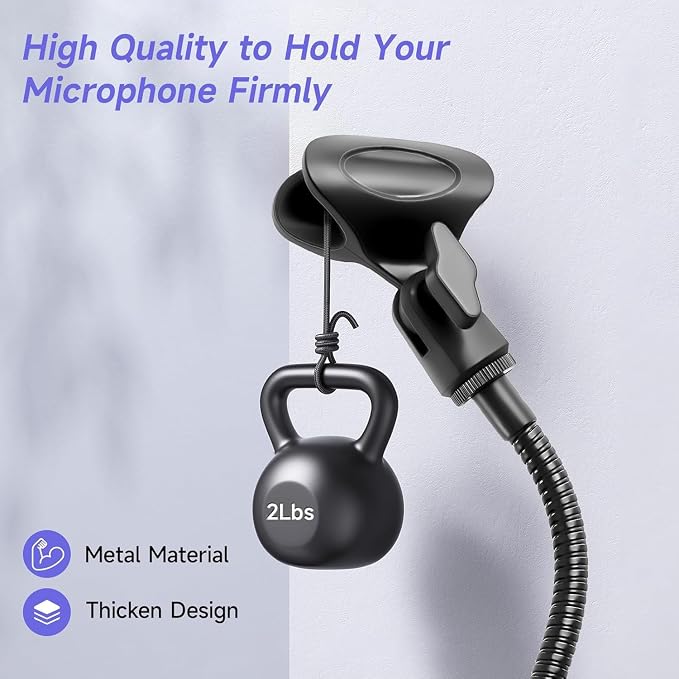Podium Microphone Holder & Mic Holder -13.78" Flexible Gooseneck Desktop Mic Stands Holder for Lectern Podium Podcast Meetings Lectures Pulpit Streaming Gaming Studio