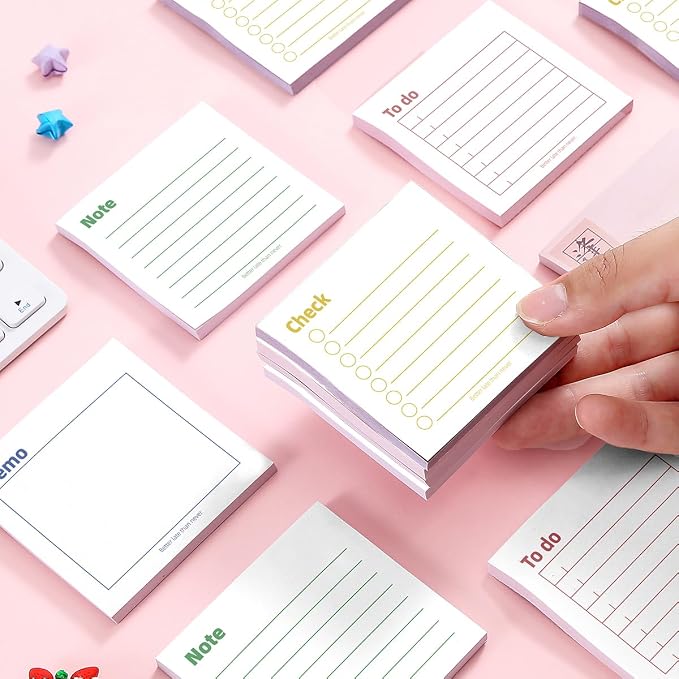 4 Pack/200 Sheets 3x3 inch Sticky Notes Set, High-Adhesive Productivity Planner Pads for Time Management, Vintage Daily Task Notes for Journal Office School Home, Bulk Retro Stationery Gift