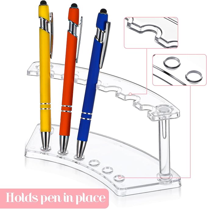 Kifmurase 2Pcs Clear Plastic Pen Holder Stand Display Rack, 6-Slot Pen Display Stands, Acrylic Pencil Holders Eyebrow Pens Stand Makeup Brush Rack Organizer for Home Office Store Desk School Supplies