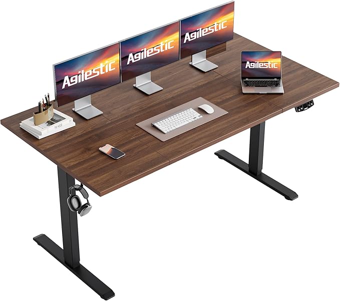 Agilestic Electric Standing Desk, 63 x 23.6 Inches, Dark Walnut