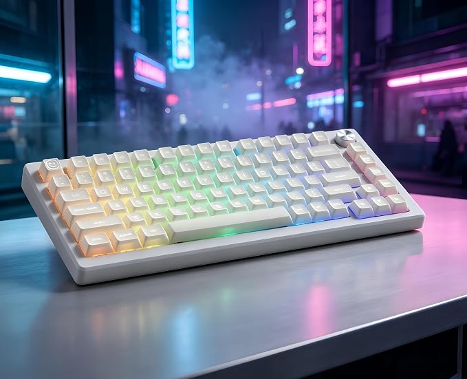 dagaladoo White Jade keycaps PBT,Ceramic Key caps Style,Translucent Keyboard keycaps Cute,SA Profile keycap Set for 60%/65%/75%/96%/100% US Layout Cherry MX Switches Mechanical Keyboard