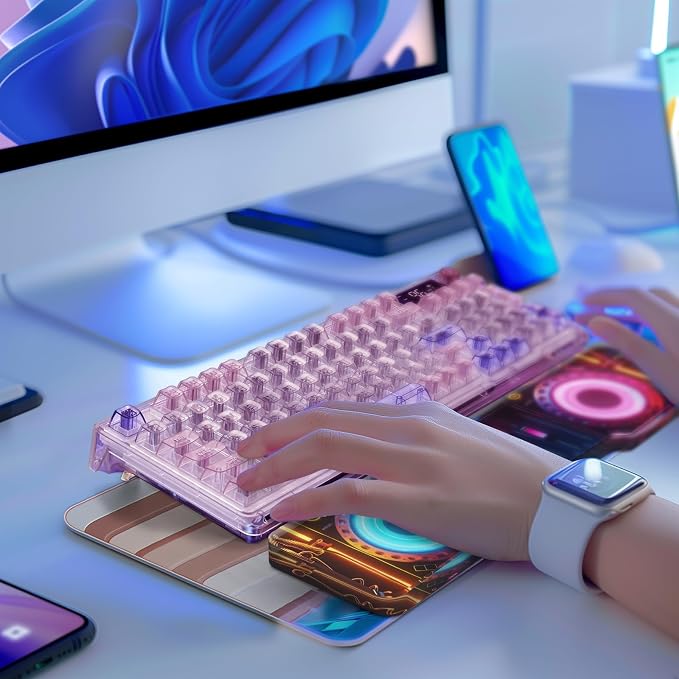 Punk Acrylic Keyboard Wrist Rest - Compact 60% Keyboard- Mechanical Keyboards Ergonomic Palm Rest for Computer Keyboard,Anti-Slip Base,Wrist Pad for Laptop,Office & Home-Easy Typing