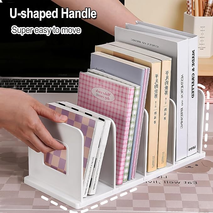 Lemical 4-Section Vertical Desk Organizer, Detachable Desktop File Sorter, Document & Magazine Holder for Office, Home, School & Dorm (White)